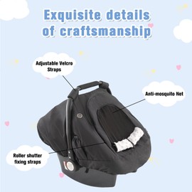 Winter Baby Car Seat Cover, Windproof Infant Warm Carseat Cold Weather for Newborn Boys and Girls, Keeps Babies Warm 4 Seasons（Black）