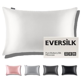 Mulberry Silk Pillowcase for Hair and Skin: 22 Momme Both Sides 100% Pure Silk Pillow Case with Hidden Zipper - Natural Hypoallergenic Pillow Cover for Cooling Sleep 1 Pack 50 x 75 cm White