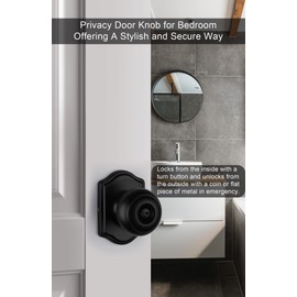 goldenwarm Black Door Knobs Interior, Classic Decorative Privacy Door Knob, Matte Black Interior Door Knobs, Indoor Privacy Door Knobs for Bedroom or Bathroom(6 Pack)