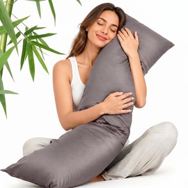 ZonLi Weighted Body Pillow 8.5 lbs, Cooling Bamboo Rayon Cover, 48” x 14”