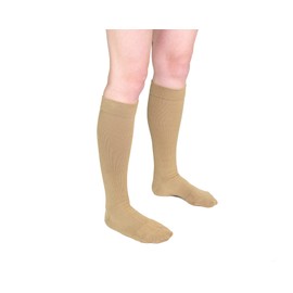 Royfa Cotton compression socks for Women and Men, 15-20 mmHg support stockings, Closed Toe circulator compression sock (Large, Khaki)