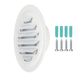 PATIKIL 3 Inch Round Air Vents, 1 Pcs Outlet Vents Cover Bulk Cover 304 Stainless Steel Louver Grille Cover Ducting Air Ventilation Wall Vent Cover for Ceiling Mount Bathroom Vent, White