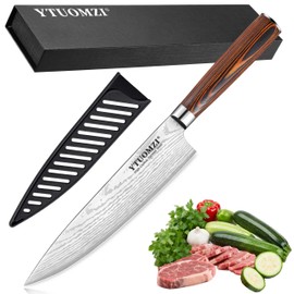 Ytuomzi Razor-Sharp Chef Knife, 8-inch High Carbon Stainless Steel Chef's Knife for Home Kitchen & Restaurant, 8" Chef Kitchen Knife with Sheath & Gift Box, Ergonomic Handle