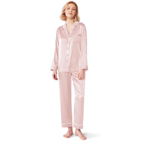 SIORO Womens Pajama Sets Silk PJ Satin Pijamas Two Piece