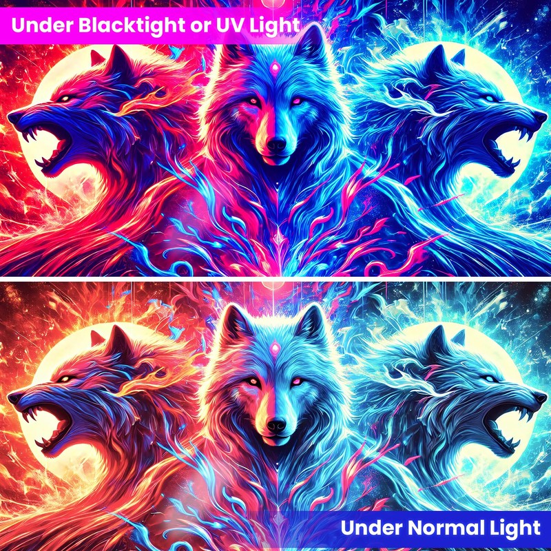 BVBOX Blacklight Tapestry,Animal Tapestry Glow In The Dark,UV Reactive Black