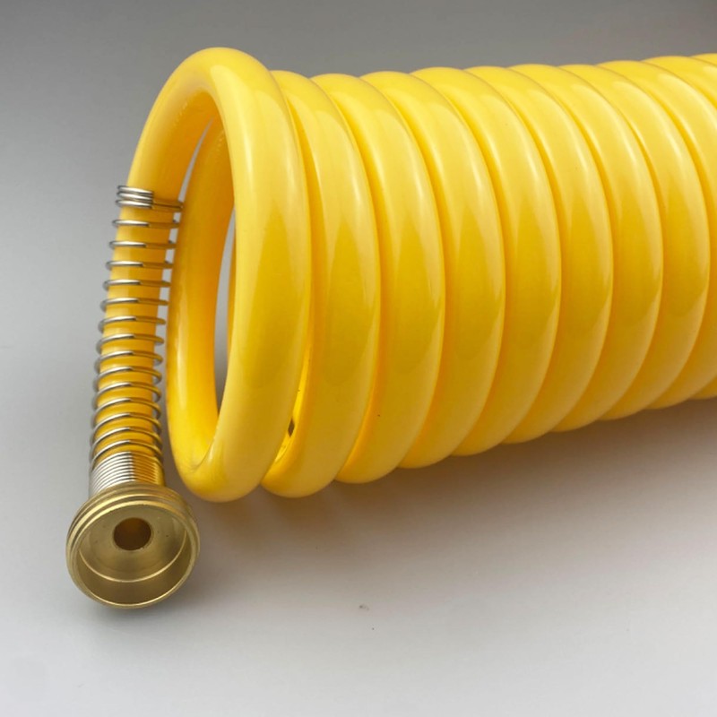 Darnassus Heavy-duty PU Coil Hose, Self-Coiling Garden Hose with Solid