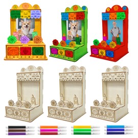 6 Pcs Day of The Dead Pet Ofrenda Box DIY Wooden Sugar Skull Altar with Photo Frame Dia de Los Muertos Memorial Decorations for Pet Dog Cat Remembrance Halloween Home Altar Supplies