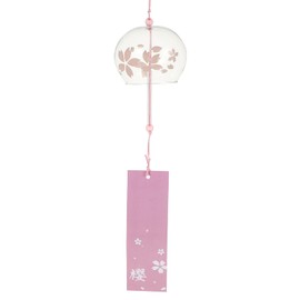 Vosarea Japanese Wind Chime Glass Wind Chimes Hanging for Balcony Garden DIY Decoration (Sakura)