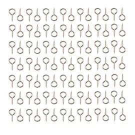 HUIHUIBAO 100 Pieces Small Screw Eyes Pin Hook for DIY Crafts, 6 x 13mm (Dark Silver)