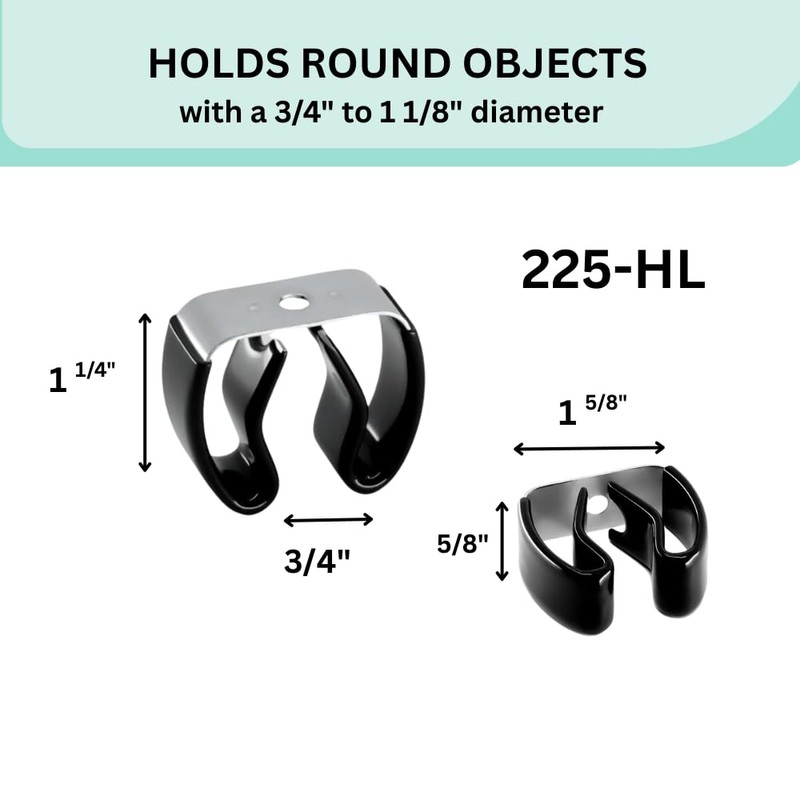 Spring Clip, Grip Clip, Holds 3/4"-1 1/8" Inch Diameter, (10)