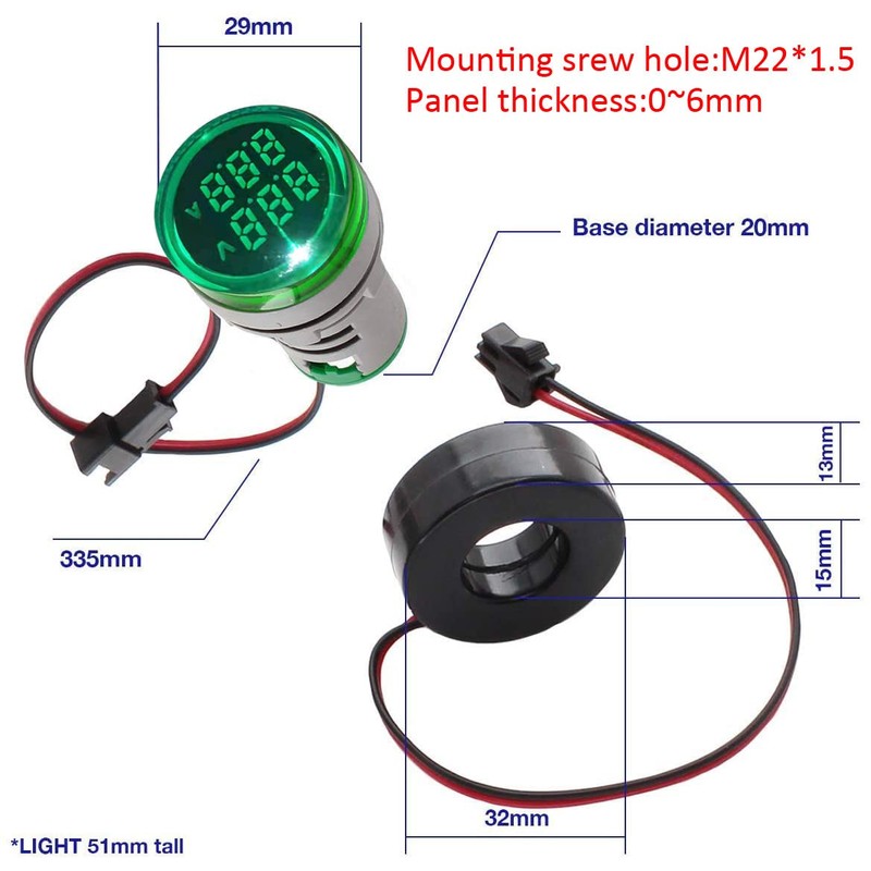 Gebildet 22 mm AC Current Voltage Tester with 2-Digit LED