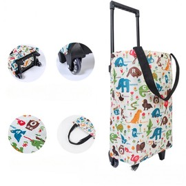 Large Capacity Wheeled Shopping Cart - Market, Camping & Luggage Carrier Handle Daisy