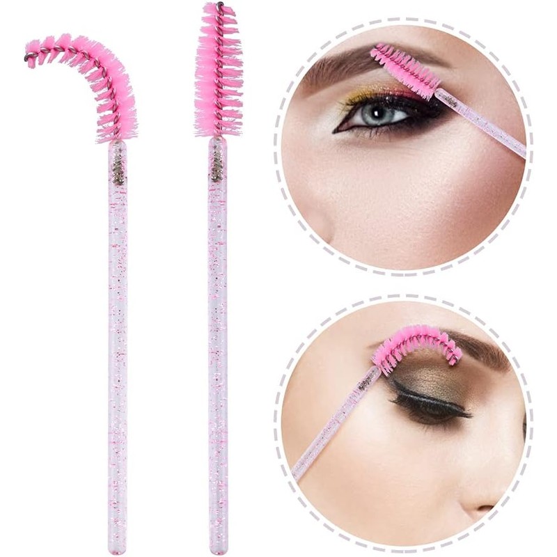 50 varitas de cristal desechables para pestañas y cejas, brocha