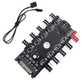 Fan Hub, CTRICALVER 1 to 10 Ports 12V 4 Pin PWM Fan Hub, with SATA/IDE Port, for Computer Case 4-Pin or 3-Pin Cooling Fans