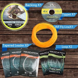 MAXIMUMCATCH Maxcatch Weight Forward Floating Fly Fishing Line 100ft Yellow, Orange, Teal Blue, Moss Green, Pink (WF1F/2F/3F/4F/5F/6F/7F/8F/9F/10F) (Line Combo Orange, WF4F 100FT)