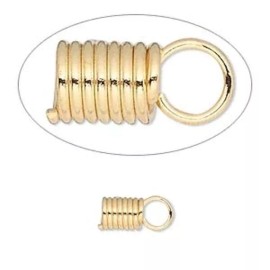 Platinum 40 Gold Plated Steel Spring Cord Ends 11x5.5mm Finishing Coils with 3.5mm Hole
