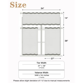 Easy Home 3 Piece Solid Color Blackout Window Curtain Set with Tiers and Valance Rod Pocket Thermal Privacy Curtain Tiers for Kitchen, Living Room, Bathroom Shades, W27 x L36 Inch,Black