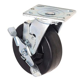 ICON Caster Wheels 6" x 2" PHN Heavy Duty Industrial Swivel w/Top Lock Brake Caster, Top Plate 4" x 4.5", Black, Non-Marking Phenolic Wheel, Load Capacity 1200 lbs. per Caster