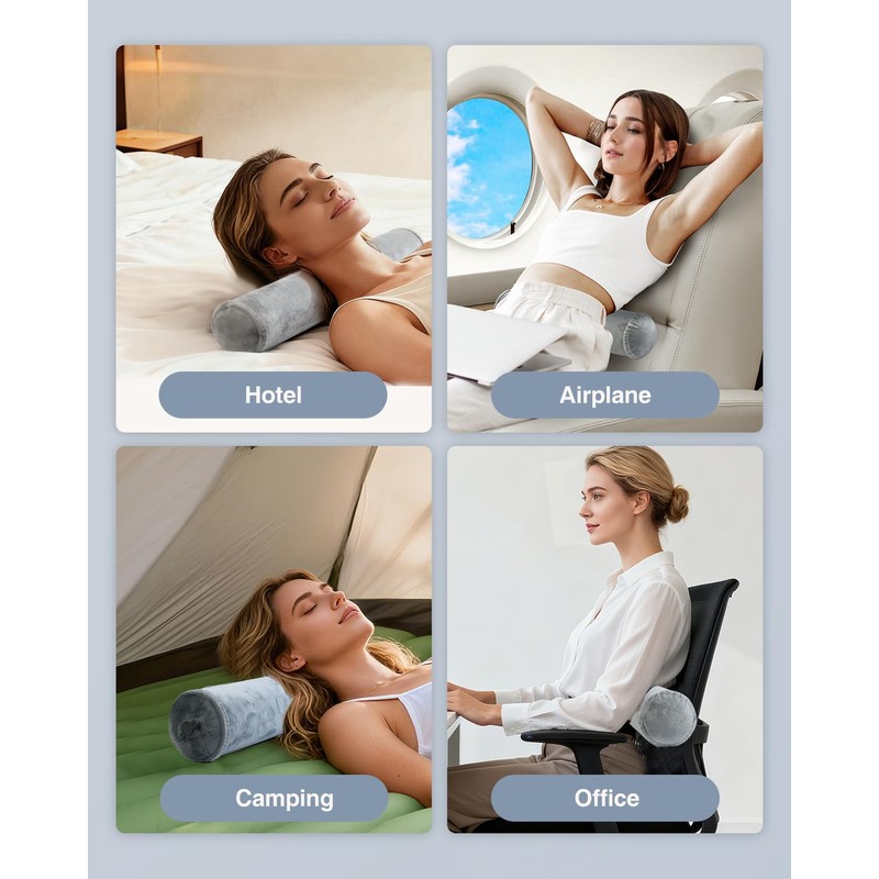 Luxtude Inflatable Neck Roll Pillow for Sleeping, Travel Neck Pillow