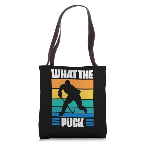 Funny What The Puck | Vintage Ice Hockey Player Tote