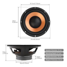 DriSentri 8 Inch Bass Loudspeaker Woofer Speaker, 2 Pieces Car Speakers Wide Frequency Response Car Audio Stereo Speaker for Car Audio/Home Theaters