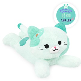 Onsoyours Original Heatable & Weighted Rainbow Cat Stuffed Animals, 15" Microwavable Kitten Plushie for Warmth & Stress Relief - Comfort Plush Toys for Kids and Adults
