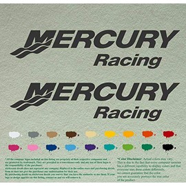 Pair of Mercury Racing Boats Compatible Replacement Decals Vinyl Stickers Boat Outboard Motor Set of 2 (36" X 8.2", Black 070)