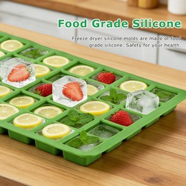 60 Cavity Silicone Tray Dividers for Harvest Right Freeze Dryer Medium and Small Trays, 4pcs Reusable Green Silicone Molds for Freeze Drying Yogurt Smoothies Pudding Jello Liquids(COLOR:Green)