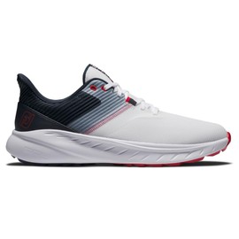 FootJoy Men's FJ Flex Previous Season Style Golf Shoe, White/Navy/Red, 10.5 Wide