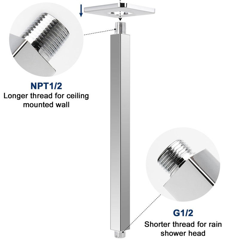 NearMoon Ceiling Mounted Shower Arm With Flange, Universal Connection 1/2