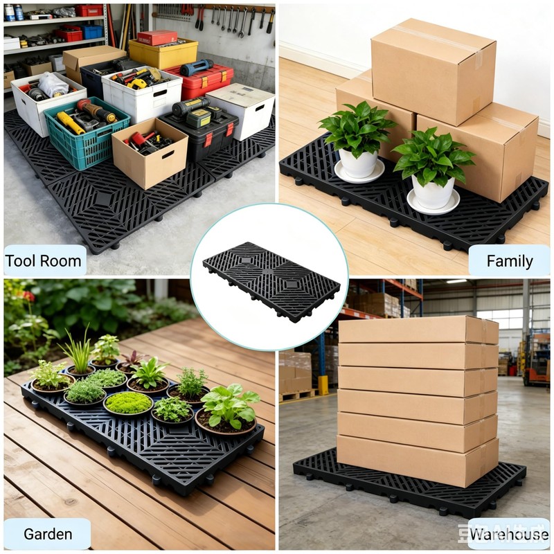 6 Pcs Heavy Duty Plastic Floor Pallets, 23.6x11.8x1.18 Inch Lightweight