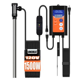 1500W 120V Titanium Fully Submersible Immersion Heater with LCD Thermostat & GFCI - for Pools, Hot Tubs, Bathtubs, Saltwater & Baptistry LONRIHEAT