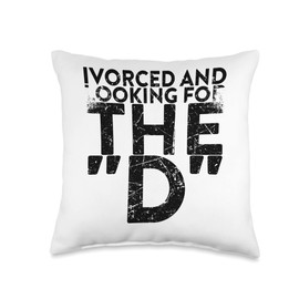 Relationship Status Design For Divorced Person Vorced and Looking for The D for Divorce Throw Pillow, 16x16, Multicolor
