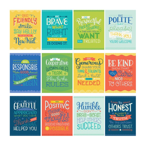 Carson Dellosa Positive Character Traits Poster, Wall Poster Set for