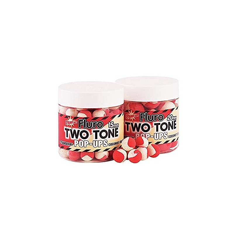 Dynamite Baits Fluro Two Tone Pop-ups 15mm (Strawberry / Coconut