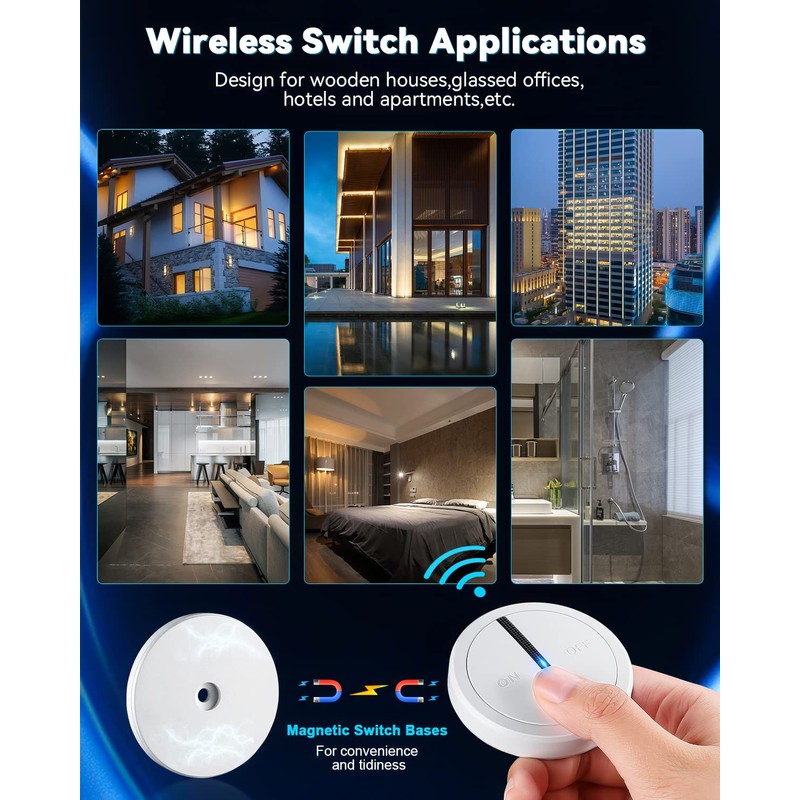 Wireless Switches for Lights, ELECTOP Magnetic Multi Way Remote Control