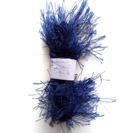 Multicolored Blue Eyelash Yarn - Starry Nights (Shades of Deep Blue, Gray and Iridescent)