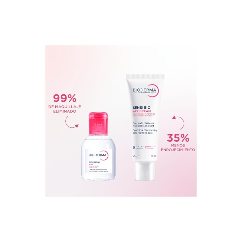Bioderma, Rutina para Piel Sensible, Kit Sensibio Ar+ Cream 40
