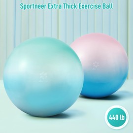 Sportneer Extra Thick Exercise Ball - 25.6''Yoga Ball with Quick Pump - Anti-Burst and Slip Resistant Fitness Ball Chair for Pregnancy and Physical Therapy (Blue Green)