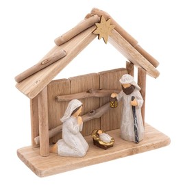 FEERIC LIGHTS & CHRISTMAS Carved Christmas Nativity Scene 3 Santons 20 x 19 cm