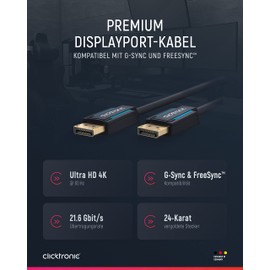 Clicktronic 70713 Casual Display Port Cable, 5m Length