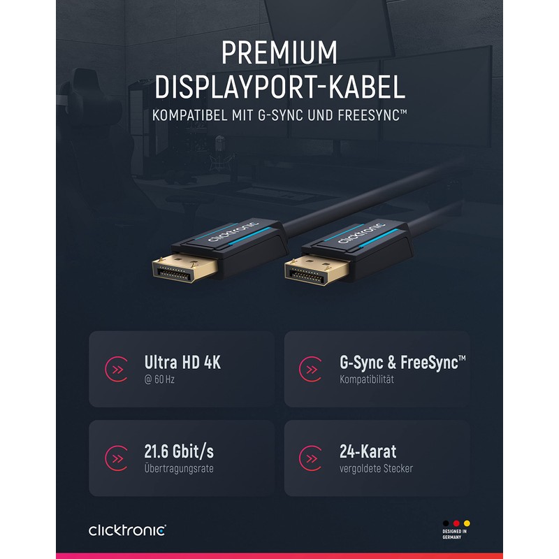 Clicktronic 70713 Casual Display Port Cable, 5m Length