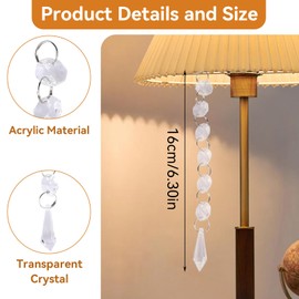 HERCHR Pack of 30 Chandelier Crystal Beads, Hanging Crystal Pendant for Chandelier Pearl Lamp Chain, Christmas Tree Wedding Party Decoration