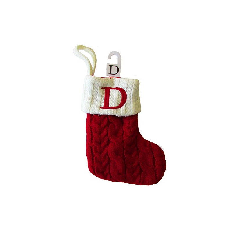 St. Nicholas Square Mini Cable Knit Stocking-Letter D, Mini 7"