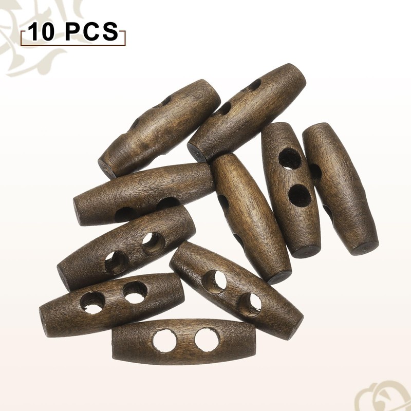 HARFINGTON 10pcs Wooden Toggle Buttons 30mm / 1.2" Wood Olive