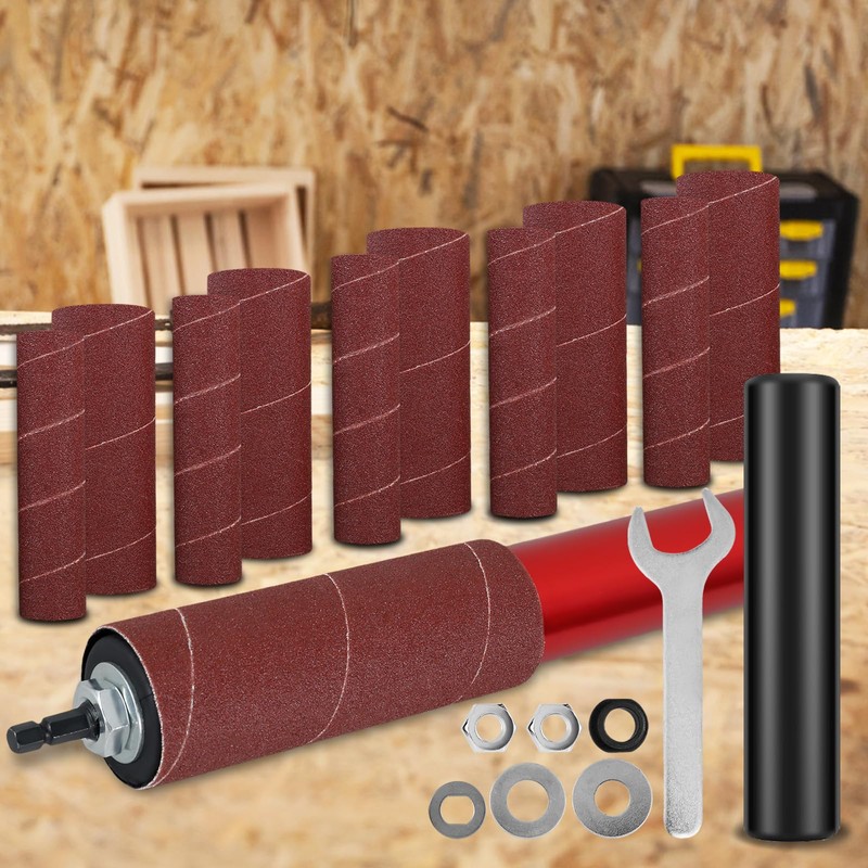 KTZCTPCA Drum Sander Set, Portable Rubber Sanding Drum Spindle Sander