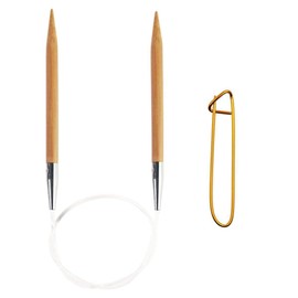 ChiaoGoo Knitting Needles Circular 24 inch (61cm) Bamboo Dark Patina Size US 7 (4.5mm) Bundle with 1 Sturdy Stitch Holder 2024-7