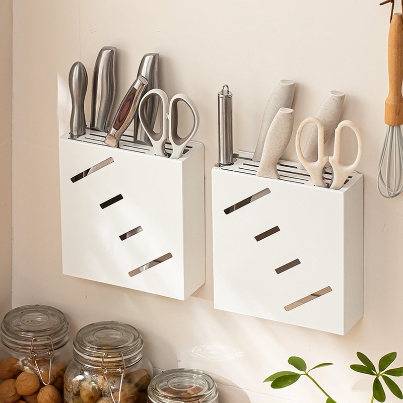Wall Mounted Knife Holder Kitchen Stainless Steel Multifunctional Storage Rack