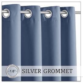 RYB HOME Outdoor Patio Curtains Waterproof - Room Darkening Energy Smart Gazrbo Covering Rustproof Grommet Thick Privacy Shades for Porch Corridor Pavilion Cabana, W84 x L95, 1 Panel, Stone Blue