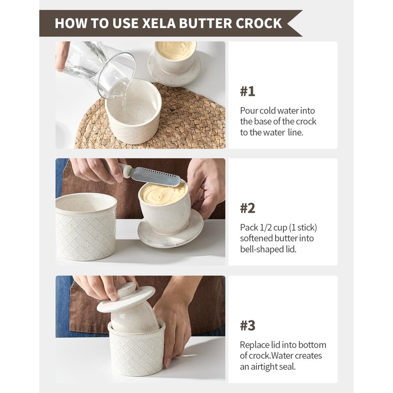 XELA - Ceramic Butter Crock - Butter Dish with Lid